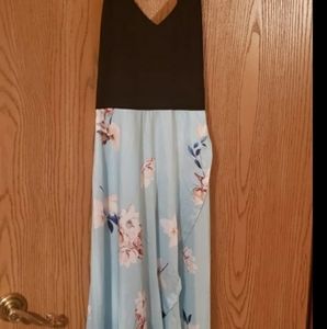 Black and blue floral dress